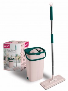 Швабра с ведром MIRACLE, механизм отжима, насадка 12,5*33,5см, 4836 Рыжий Кот/Leonord