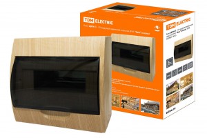 TDM бокс ЩРН-П-18 Эко модулей навесной сосна с дымчатой дверцей IP41 SQ0901-0017