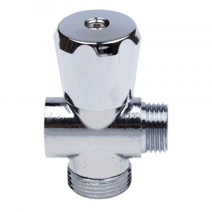 Вентиль трехпроходной 1/2"х1/2"х3/4" (нар-нар, ш/ш)/г, маховик, хром CV301234