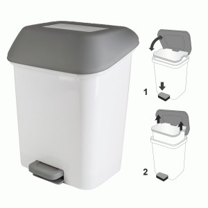 Ведро (контейнер) для мусора Step/Квадра 15л с крышкой и педалью (28*33*41см),белый
