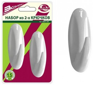 Крючки самоклеющиеся "Эконом"овал.2шт./уп.,цена за уп.BL SM27-204 Мультидом