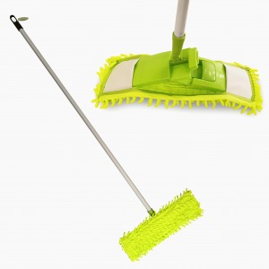 Швабра насадка плоская микрофибра 9*40см, ручка 90см тел., для труднодост. мест