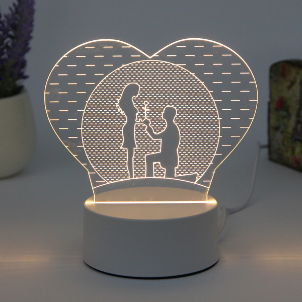 Светильник ночник 3D-парящ.любовь на подст. с выкл.USB