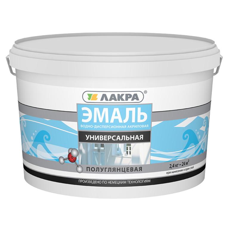 Эмаль акриловая ЛАКРА полуглянцевая белая 2,4кг