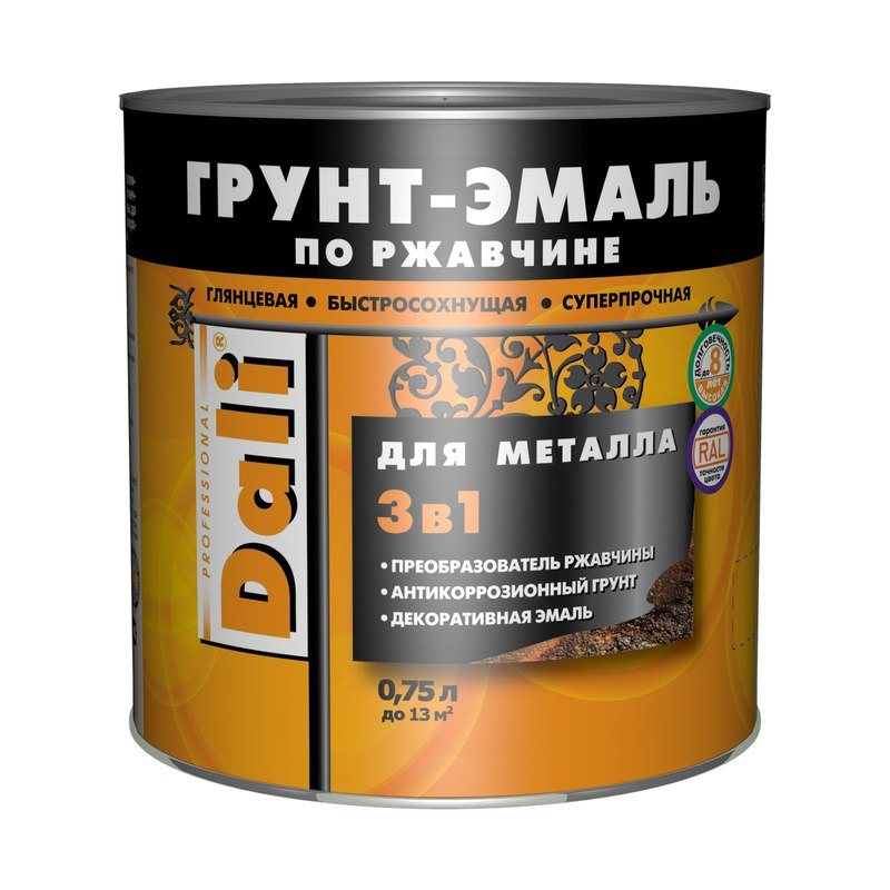 Грунт-эмаль по ржавчине DALI гладкая RAL7024 серый графит