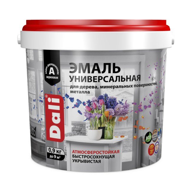 Эмаль универсальная база А полумат RAL 9010 0,9кг