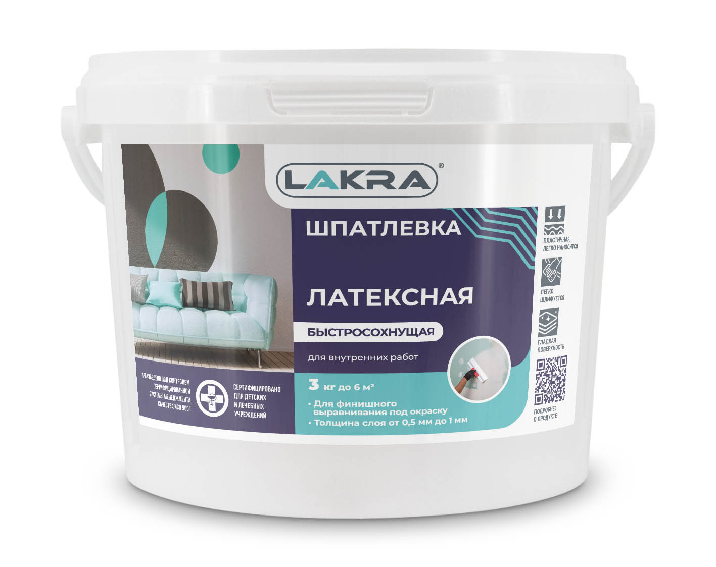 Шпаклевка латексная для внутренних работ ЛАКРА 3кг