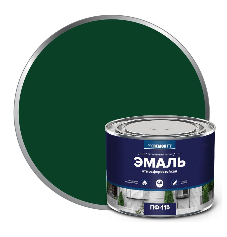 ПРОРЕМОНТ  эмаль ПФ-115 Зеленый 0,9 кг. /10 ТУ