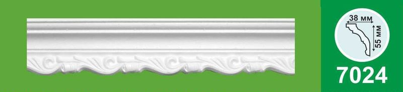 Плинтус потолочный 7024 белый 2м