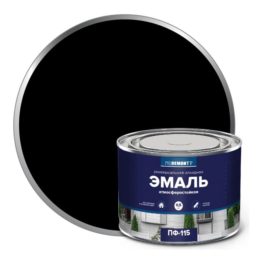 ПРОРЕМОНТ эмаль ПФ-115 черный 1.9 кг
