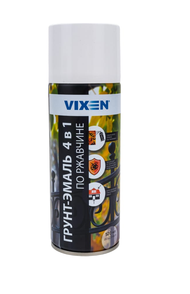 Грунт-эмаль по ржавчине VIXEN 4в1 черный янтарь RAL9005 520мл