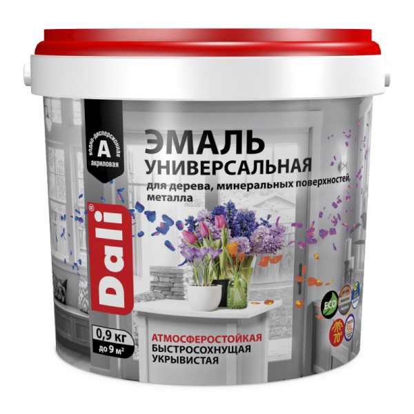 ДАЛИ Эмаль унив. п/мат. коричневый, РАЛ 8017, 0,9кг