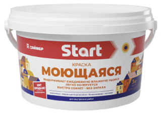 Старт краска ВД моющаяся белосн. 1кг