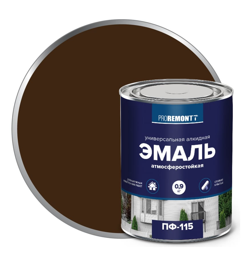 ПРОРЕМОНТ эмаль ПФ-115 Коричневый 1,9кг