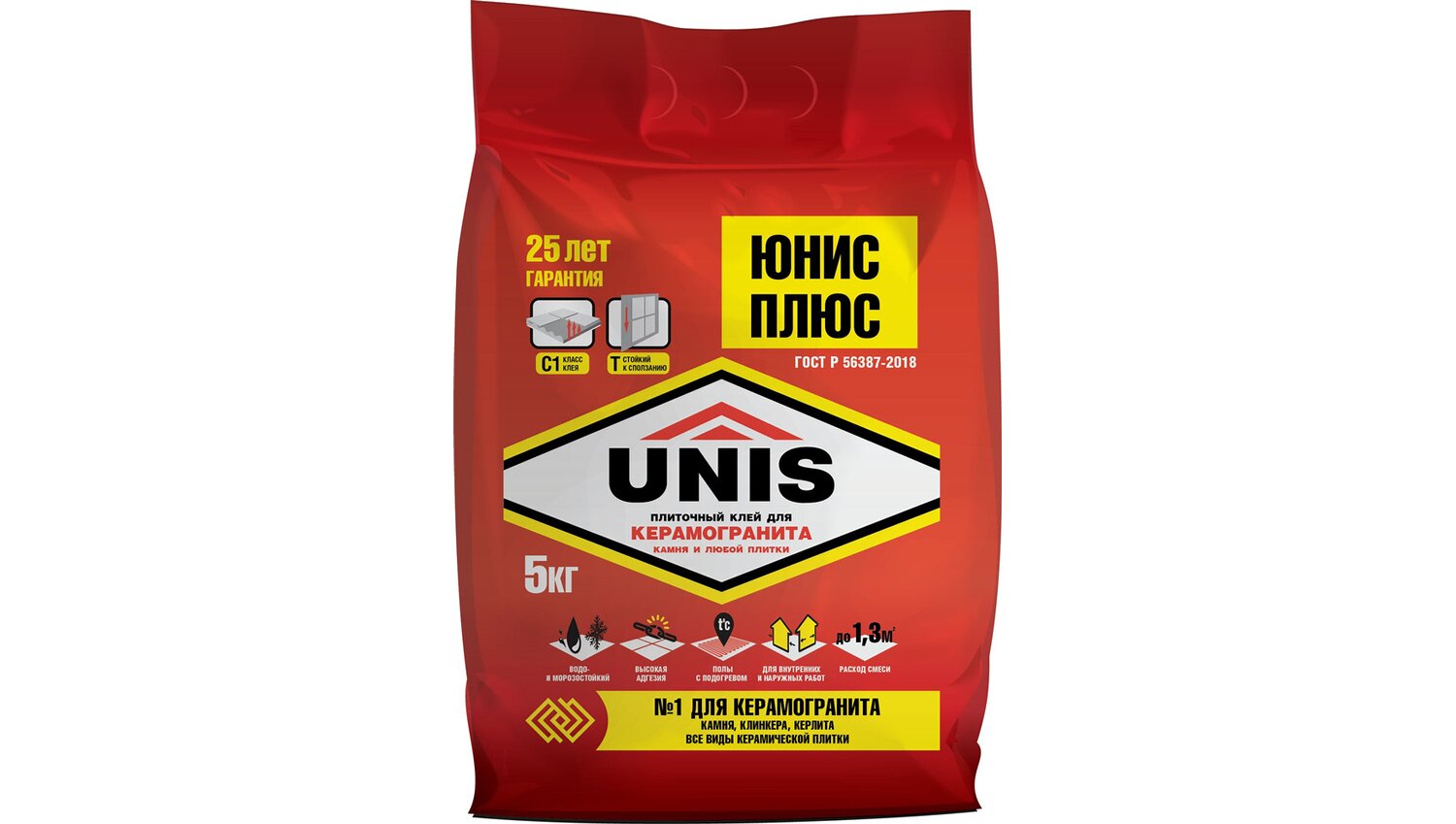 Юнис плюс клей плиточный 5кг(красный)