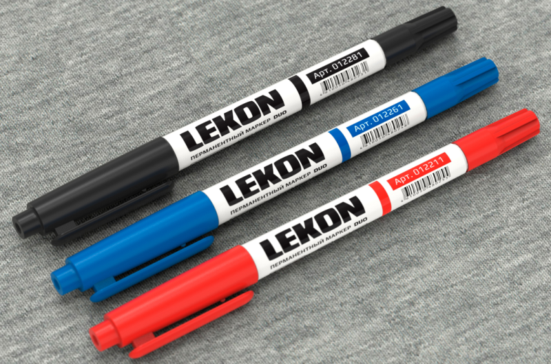 Маркер перм.  LEKON многораз.синий 3мм 012063