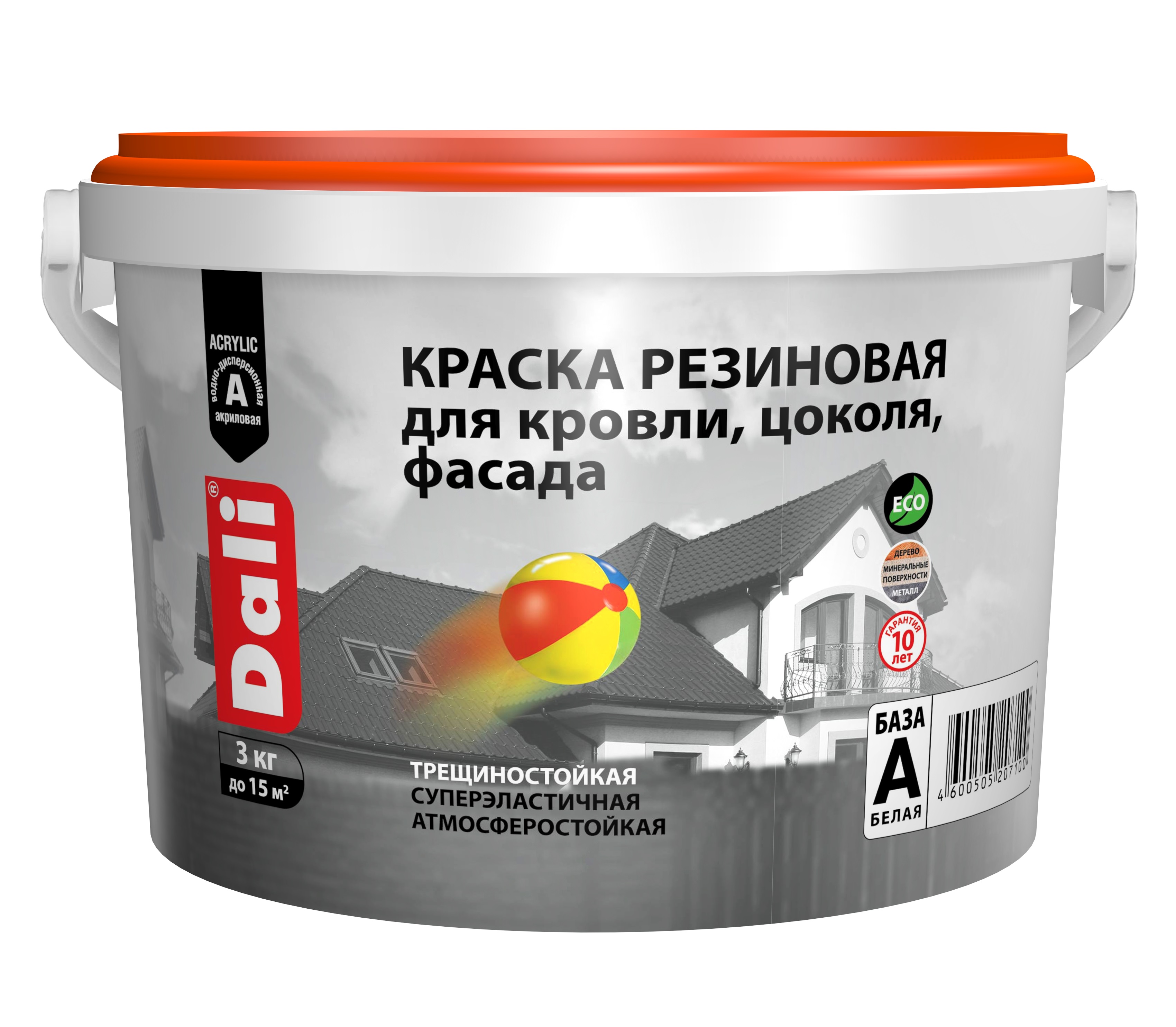 Дали краска резиновая серый графит  для кровли, цоколя, фасада 3кг RAL7024