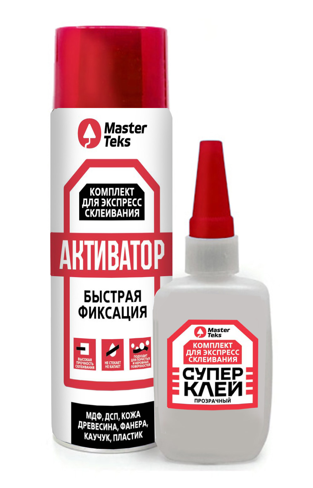 Master Teks Супер-клей комплект для экспресс-склеивания 200 мл.+50гр.прозрачн.