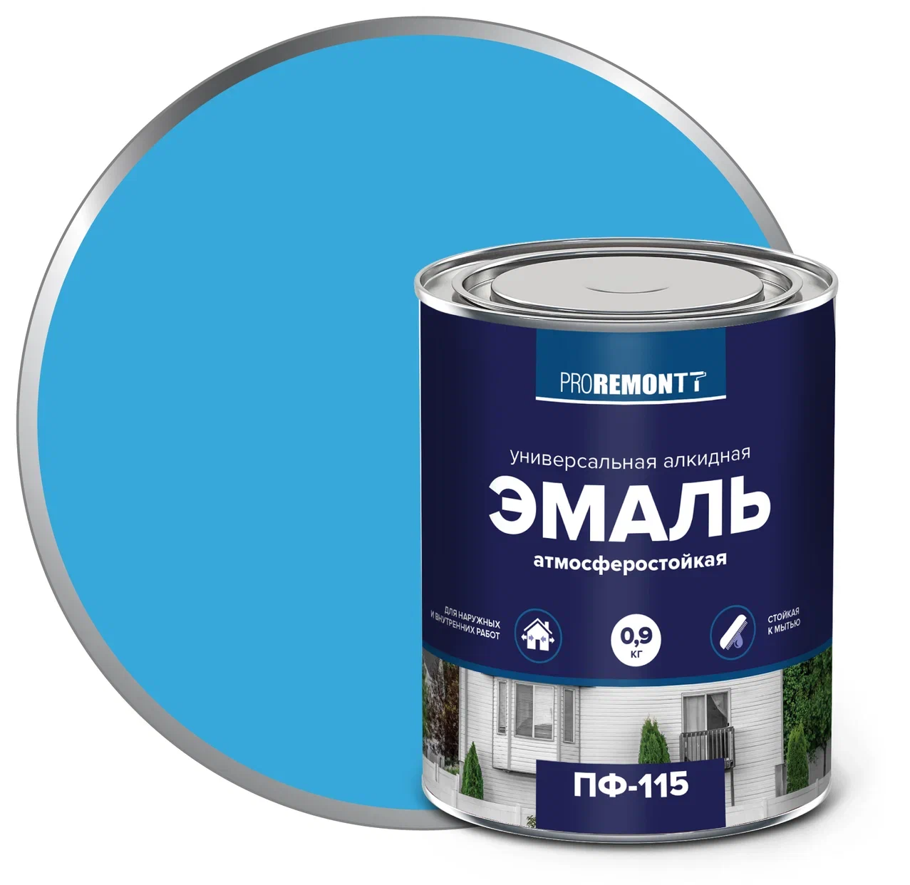 Эмаль ПФ-115 голубая 0,9кг PROREMONT