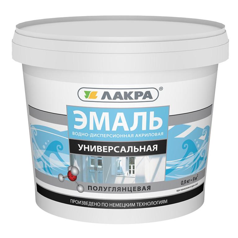 Эмаль акриловая ЛАКРА полуглянцевая белая 0,9кг