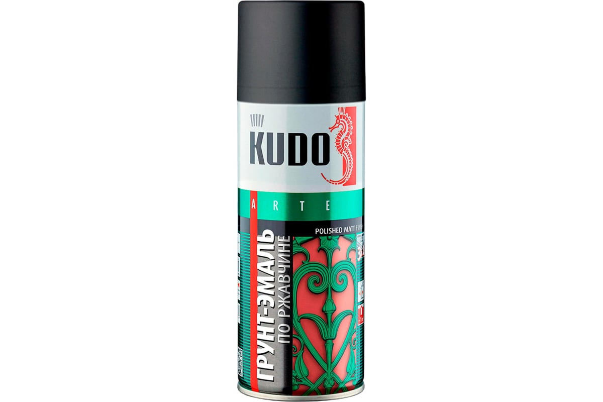 Грунт-эмаль по ржавчине KUDO 319005 RAL9005 чёрный аэрозоль