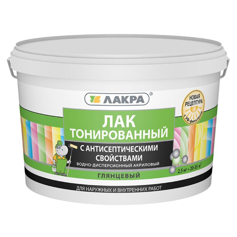 Лак водно-дисперсионный Лакра тонированный сосна 2,5кг