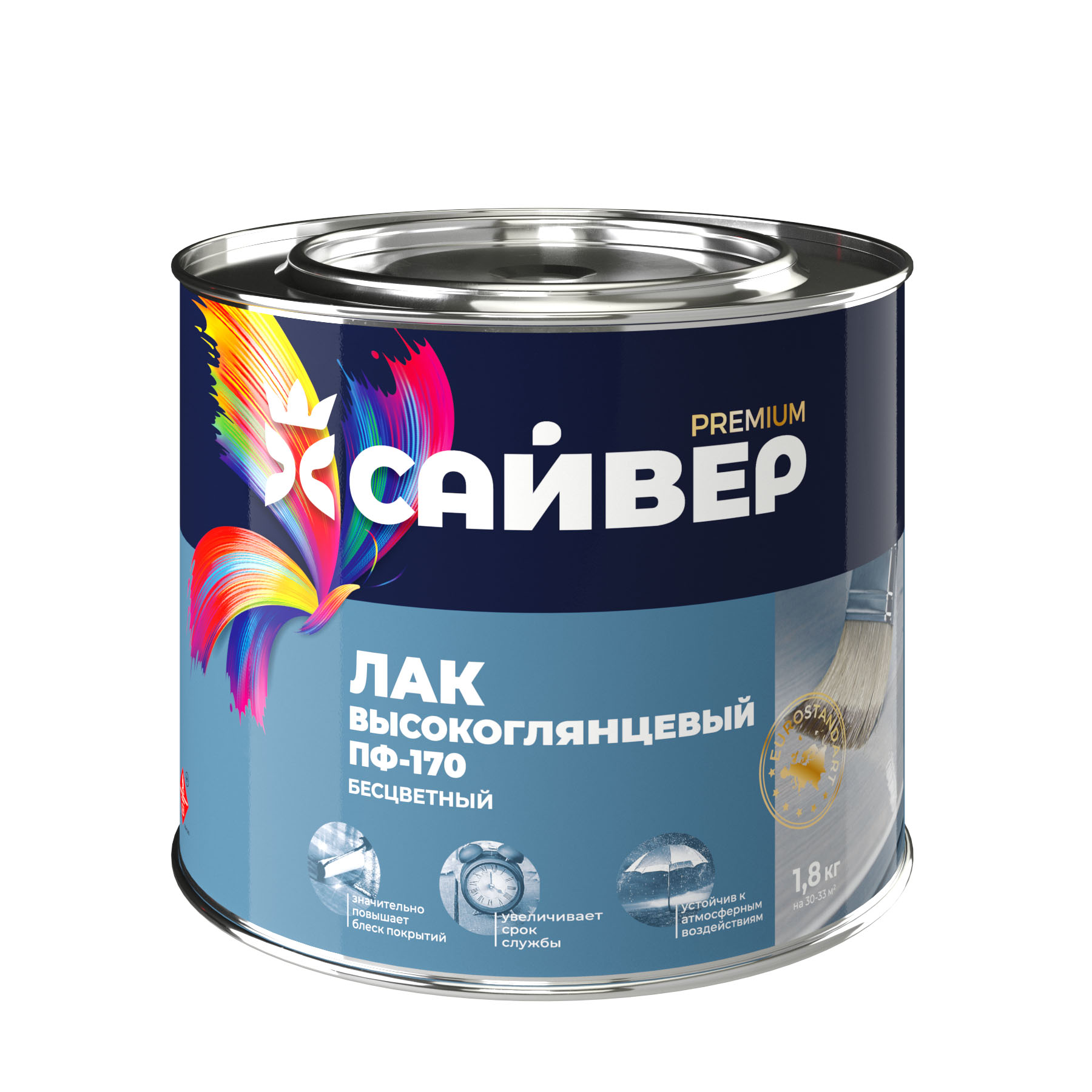 Лак по дереву и металлу атмосферостойкий Сайвер ПФ-170 1,8кг
