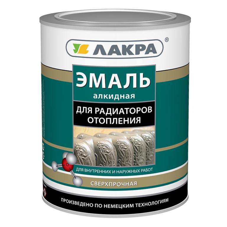 Эмаль алкидная для радиаторов Лакра полуматовая белая 0,9кг