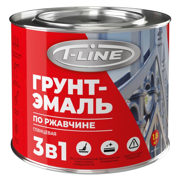 Грунт-эмаль по ржавчине 3в1 Т-лайн черная 5кг