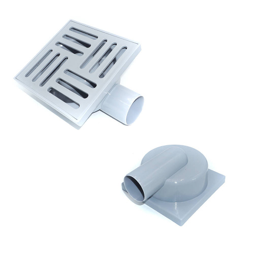 Трап Ани Пласт с верт. спуском 110 регулир.,нерж. решетка,150*150,сухой