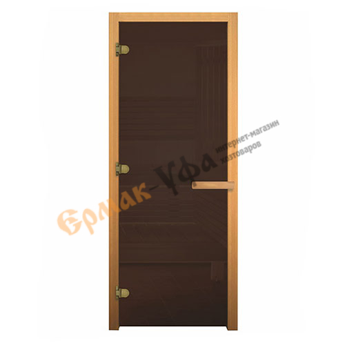 Дверь банная стеклянная 1900*700(стекло бронза 8мм 3петли,коробка осина,ольха )