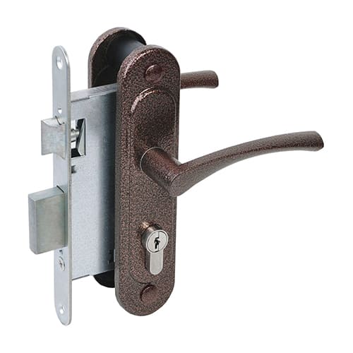 Замок врезной ЗВ4-3.07 (медь) с ручкой ПТИМАШ