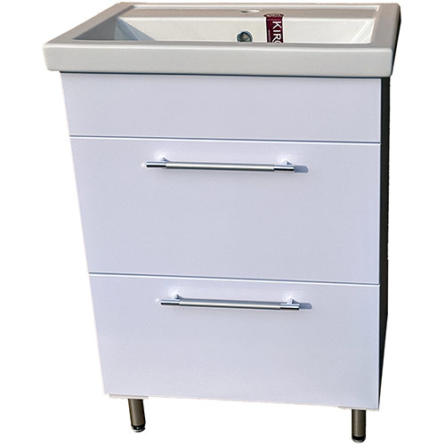 Тумба+Раковина Фостер 500 с 2 ящиками,Белый