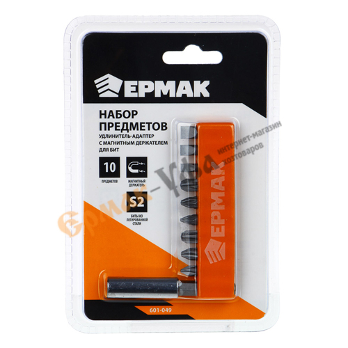 Удлинитель-адаптер с магнитным держателем для бит +набор бит Ермак