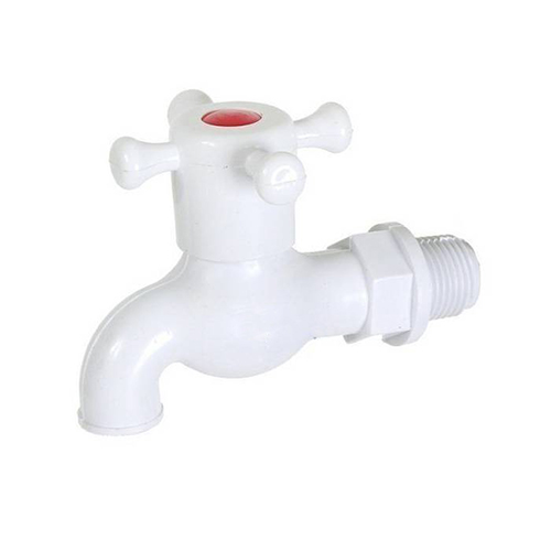 Кран водоразборный пластик 1/2 крест/флажок белый /хром