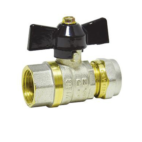 Кран шаровый 16х1/2" В/Р для м/п труб обжим, бабочка