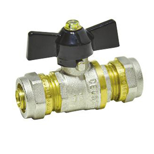 Кран шаровый 20х20" ц/ц для м/п труб обжим, бабочка