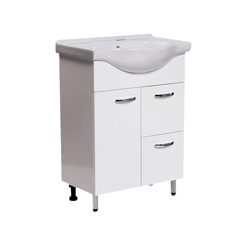 Тумба+Раковина SANTERI Грация 600 (Эко-3) с 2 ящиками справа, белый