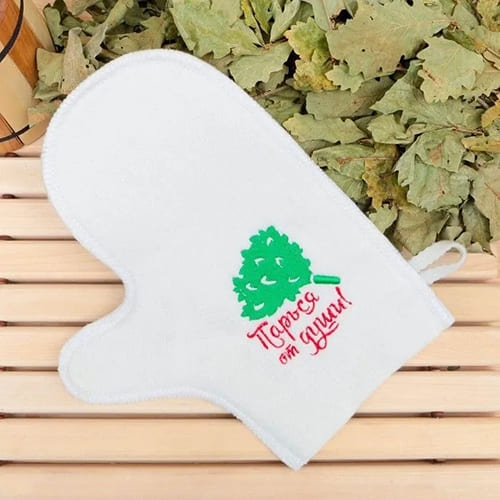 Варежка банная "Без веника не входить"