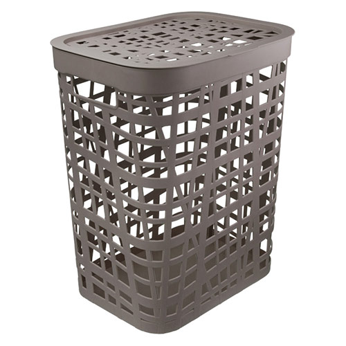 Корзина для белья "Молетта" прямоуг. 45 л с крышкой светло-серый