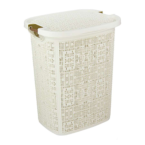 Корзина для белья БЯЗЬ 30л белый ротанг