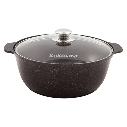 Кастрюля-жаровня 4л со стеклянной крышкой жмт42а темный мрамор
