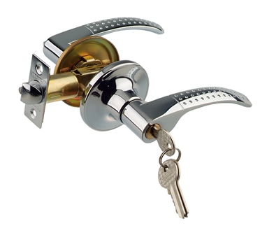 Ручка защелка ЗВ6-01 с ключем универсальная Trodos (никель)(204206)