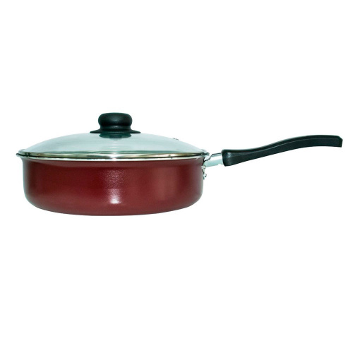 Сотейник 260мм с 2-мя ручками, стекл. крышка, внутр. полихромное  покрытие (БЕЛАЯ КАЛИТВА)( 1/4)