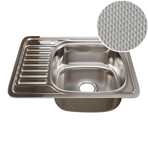 Мойка нерж. 48*58см 0,8мм прав вып 3 1/2 (глуб чаши 18см) с сифоном (декор) "MIXLINE"