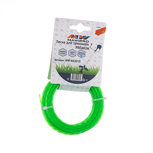 Леска для триммера 2,4мм 15м витой квадрат с сердечником