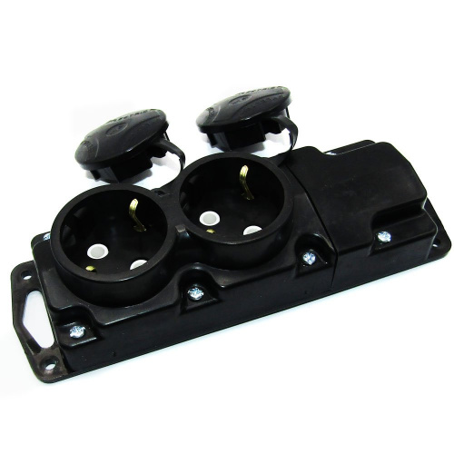 Колодка для удлинителя 2-местн с/з BYLECTRICA каучук 18,8*7см с закр. розетк. Р16-415