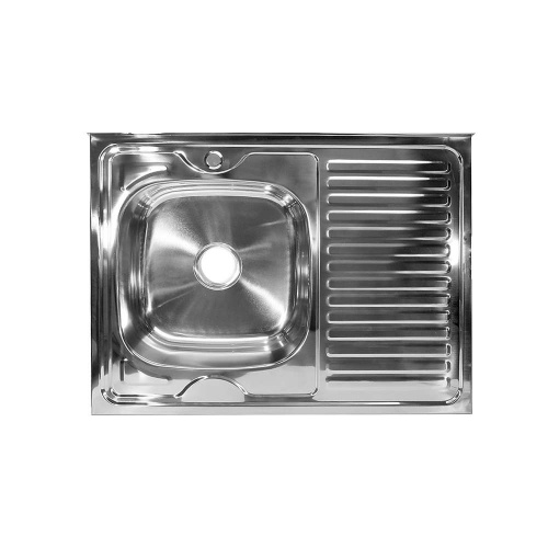 Мойка нерж.прямоуг 60*80см 0,6мм левая вып 3 1/2 (16см) с сифоном без крепления MIXLINE