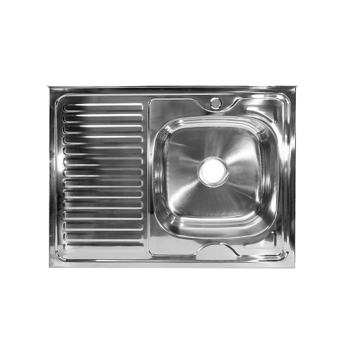 Мойка нерж.прямоуг 60*80см 0,4мм правая вып 3 1/2 (16см) с сифоном с крепления MIXLINE