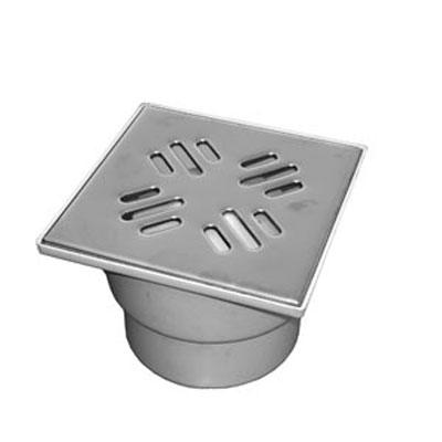 Трап с вертик. спуском 110 мет. решетка (150*150)